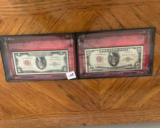 #58	Red Seal 1953-  5 dollar and 2 dollar Bill in Case	 $20.00 
