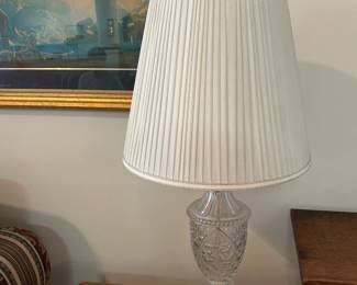 #16	Pair of crystal lamps 34" tall 	 $75.00 