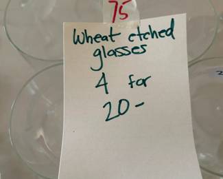 #76	Wheat Etched Set of 4 Glasses	 $20.00 