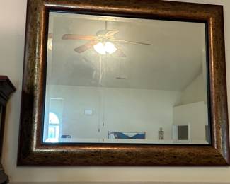 #24	Beveled glass mirror w gold painted frame 35x29"	 $50.00 
