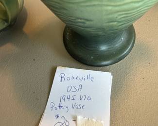 #105	Roseville Pottery Freesia Double-Handled 1945 Vase	 $20.00 