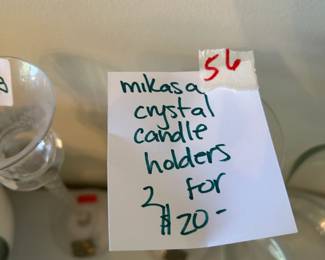 #56	Mikasa Crystal Candle Holders - Set of 2	 $20.00 