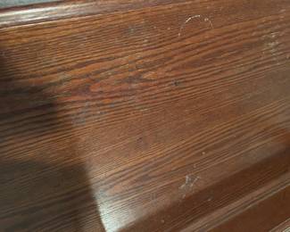 #36	Wood Dresser w/Mirror - (as is watermarks) - 65x18x34  Mirror - 30x45	 $75.00 