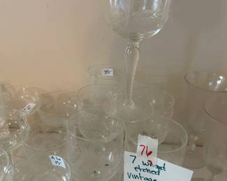 #77	Wheat Etched Set of 7 Wine Glasses	 $35.00 