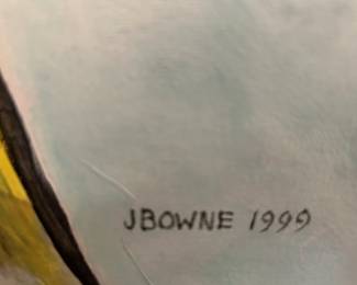 #63	Abstract Art of J Bowne - 1999 Signed Acrylic Framed - 42x32	 $150.00 
