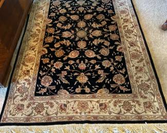 #92	Black/floral Hand-knotted Rug - 48x78  (as is condition)	 $75.00 