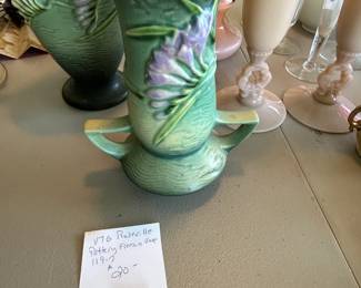 #104	Roseville Pottery Freesia Vase - double handled	 $20.00 