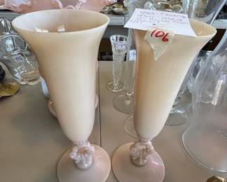 #106	Pair of 10" Crown Keyhole Tuscan Vases - set of 2	 $40.00 