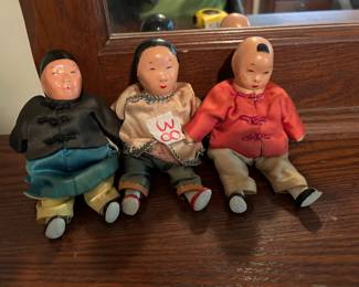 #38	Mica-Le Pa, Sonny and Ma Small Asian vintage Figures - set of 3 - 6" tall	 $65.00 