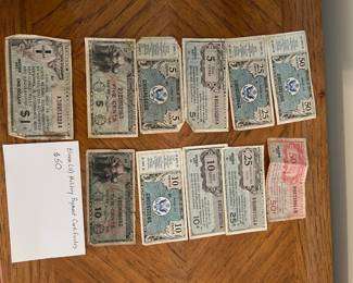 #59	Eleven (11) Military Payment Certificates	 $50.00 