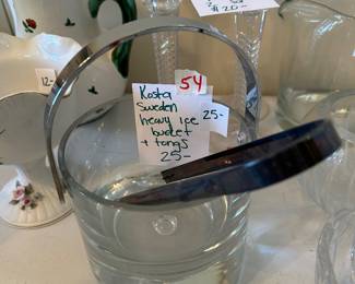 #54	Kosta Sweden Heavy Ice Bucket & Tongs	 $25.00 