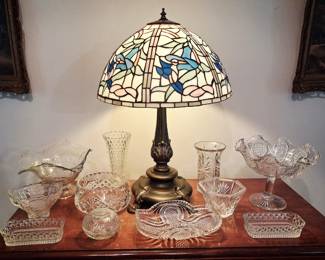Tiffany Style Lamp and Crystal
