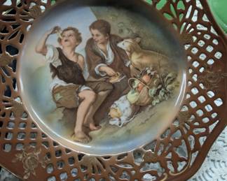 Transferware fretted plate