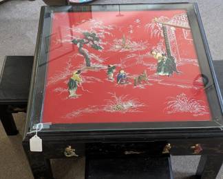 Chinese Chinoiserie Tea Table/Four Stools