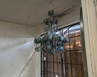 Green Metal Italian Floral Chandelier 