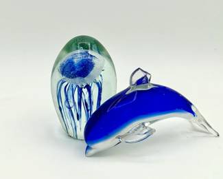 (2) Glass Ocean Figurines