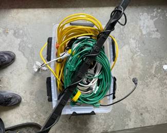 Tote Of Extension Cords / Power Strips