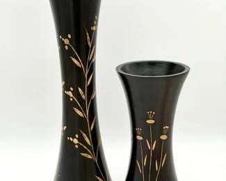 (2) Wooden Vases