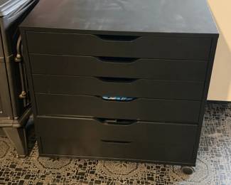 Black IKEA ALEX drawer unit on casters