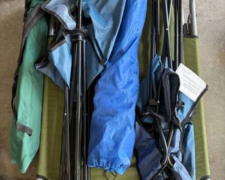 (2) Cots and (3) Camp Chairs