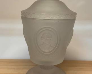 Fenton Art Glass Company 1976 Bicentennial Commemorative Frosted Compote glass pedestal dish - $25 (or best offer)