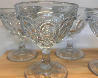 Set of 4 vintage clear flared L. E. Smith Moon & Stars sherbet glasses - $35 (or best offer
