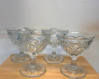 Set of 4 vintage clear flared L. E. Smith Moon & Stars sherbet glasses - $35 (or best offer
