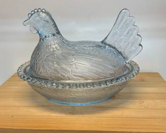 Vintage Indiana Glass Ice Blue "Hen on Nest" candy dish - $225 (or best offer)