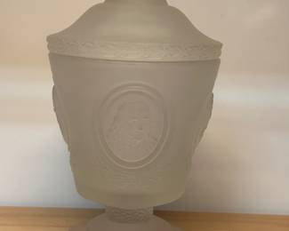 Fenton Art Glass Company 1976 Bicentennial Commemorative Frosted Compote glass pedestal dish - $25 (or best offer)