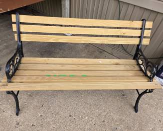 Ornate Cast Iron Garden Bench with New Wood Slats