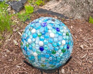 Mosaic Glass Gazing Ball with Stand