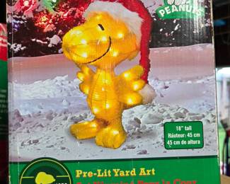 Peanuts Woodstock in Santa Hat 3D Pre-Lit Yard Art