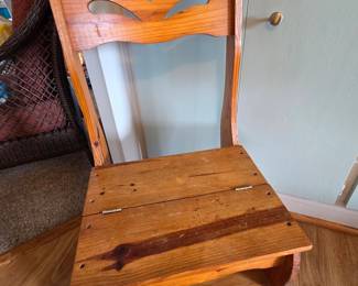 Pine Heart Cutout Child's Storage Rocker