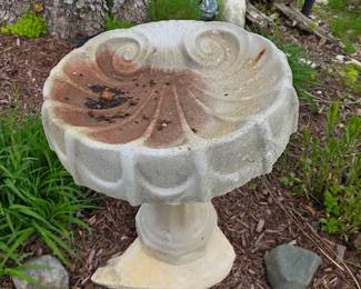 Poured Cement Dolphin Based Bird Bath