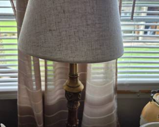 Vintage Stiffel Brass Table Lamp with Linen Shade