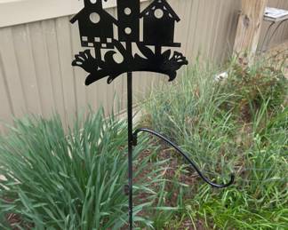 Black Metal Triple Birdhouse Garden Stake