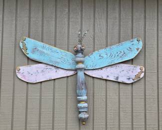Repurposed Wooden Dragonfly Wall Decor