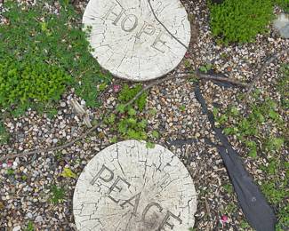 Set of 2 "HOPE" and "PEACE" Inspirational Garden Stepping Stones