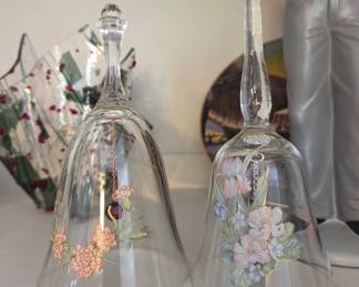 Glass Bell with Floral Decal