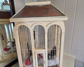 Decorative Bird Cage with Winter Scene