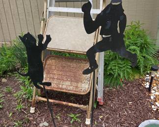 Silhouette Metal Yard Art - Child and Cat