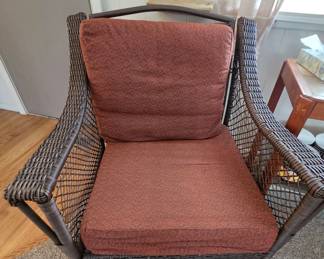 Pier 1 Temani Woven Wicker Arm Chair with Clay Cushion