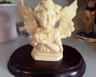Cherub Figurine with Rose