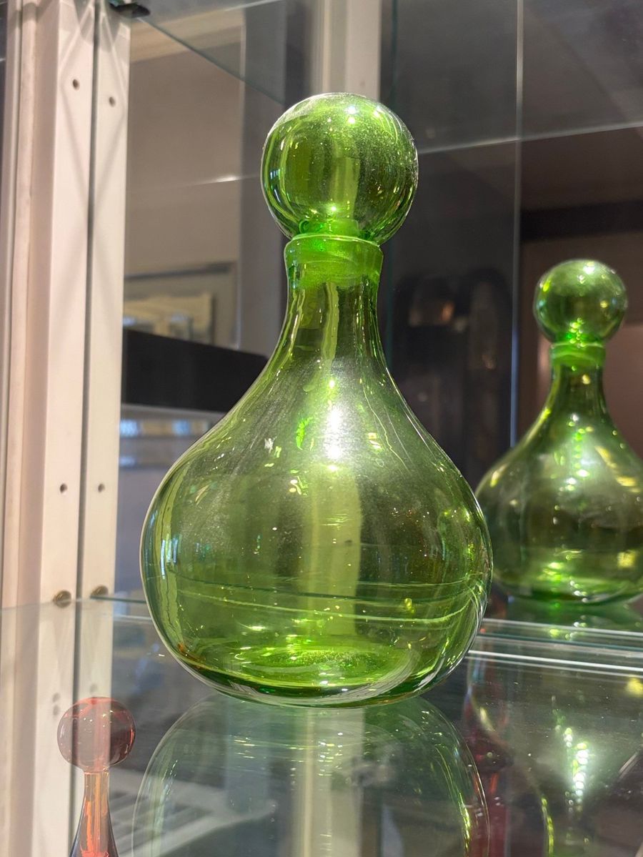 Vintage Blenko Glass Teardrop Bottle with Stopper
