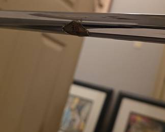 Vintage Chrome and White Faux Leather Directors Chair - Possibly Lafuma