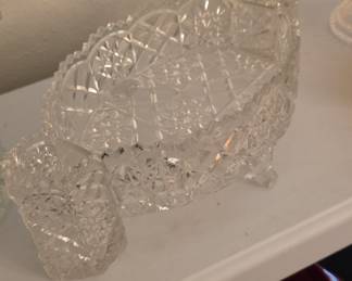 Cut Crystal Footed Bowl with Handles