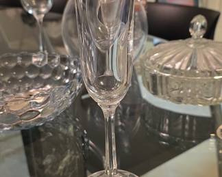 Crystal Flute Glass with Faceted Base