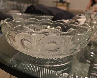 Pressed Glass "Moon and Stars" Pattern Footed Bowl