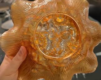 Imperial Glass Marigold Grape Cluster Ruffled Bowl