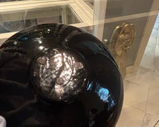 Black Glass Decanter with 'L N' Mark